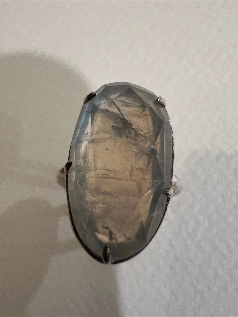 Silver Moonstone Oval Statement Ring